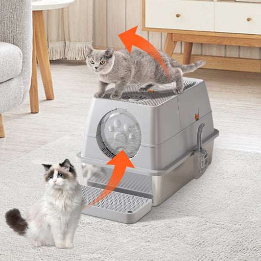 HiMISS Enclosed Cat Litter Box With Lid And Scoop Included