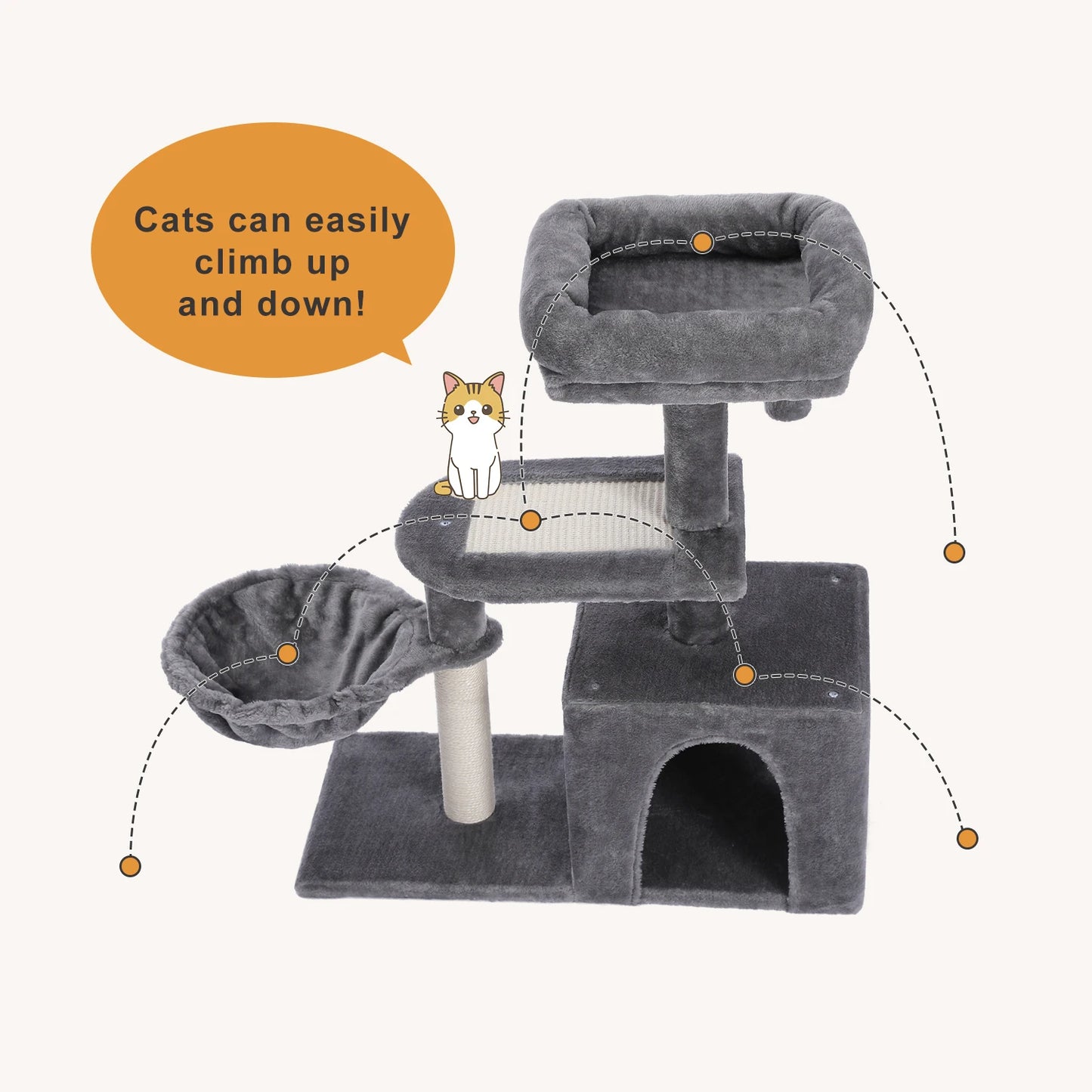 PAWZ Road Cat Tree For Small Indoor Cats With Condo