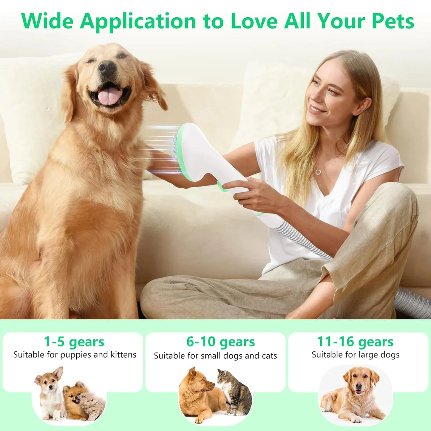 DishyKooker Pet Grooming Kit With Quiet Vacuum And Tools